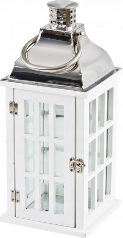 Koopman Latarnia dekoracyjna drewniana ogrodowa biała 43 cm