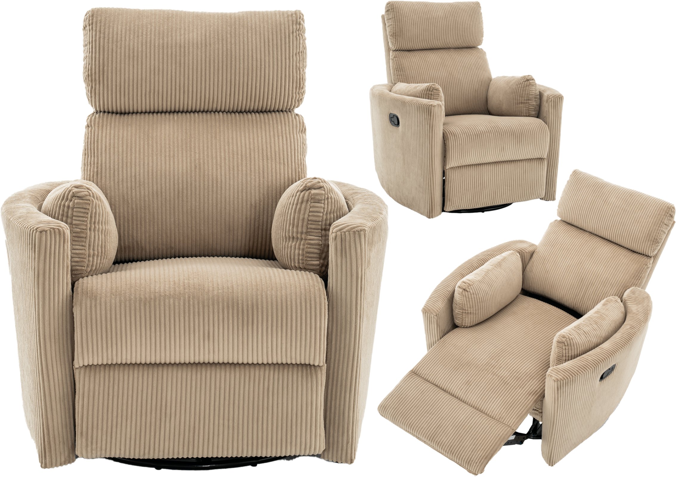 Fotel wypoczynkowy obrotowy rozkładany KING c. beż sztruks do salonu