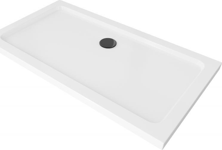 Brodzik Mexen Mexen Flat brodzik prostokątny slim 130 x 70 cm, biały, syfon czarny - 40107013B