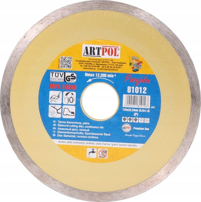 Art-Pol tarcza diamentowa 125x22,2mm pełna /ar (81012)