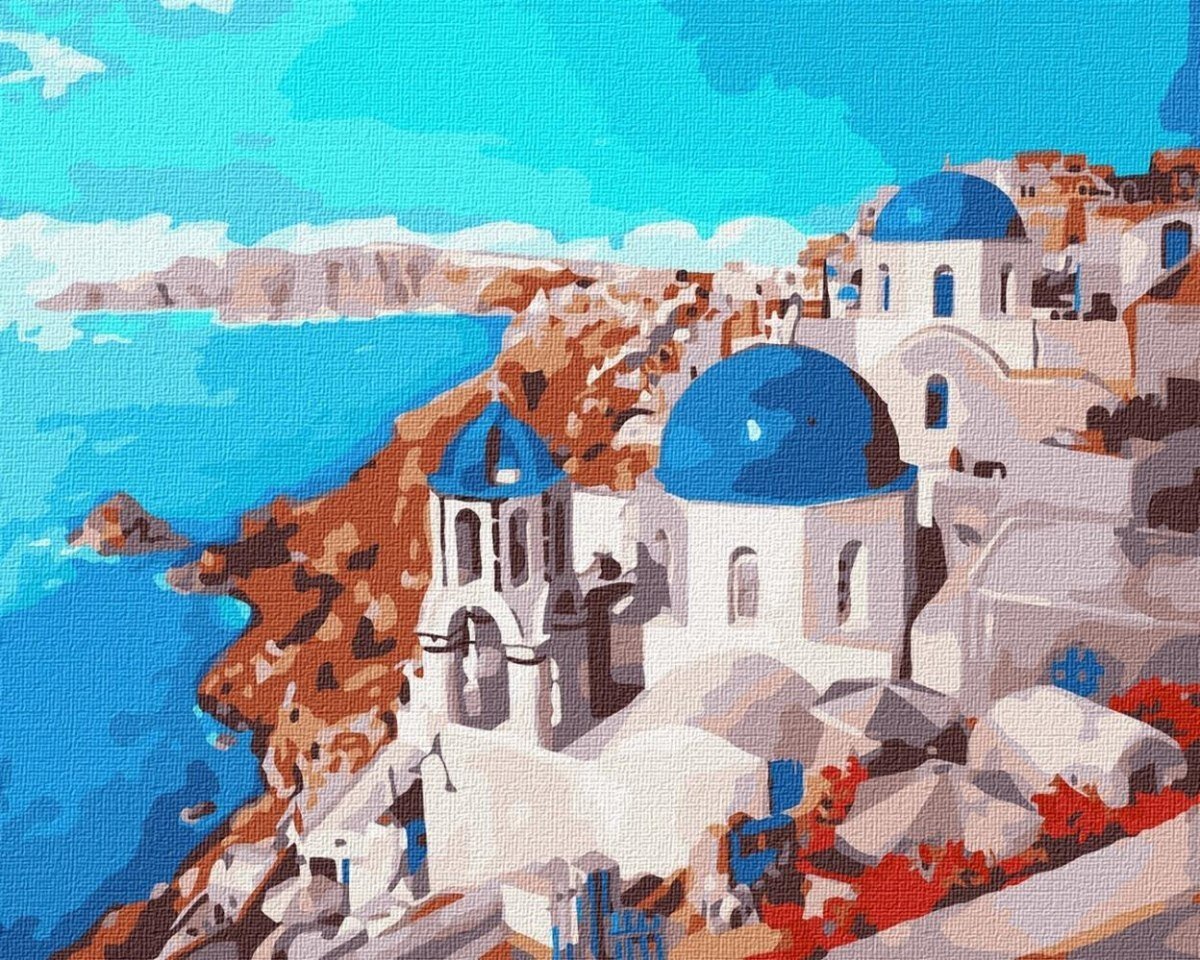 Malowanie po numerach - Krajobraz Santorini 40x50
