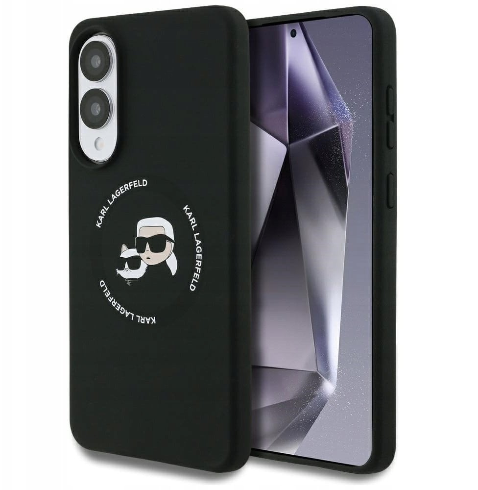 Etui Karl Lagerfeld Silicone Double Heads And Circle MagSafe do Samsung Galaxy S25 Edge czarny