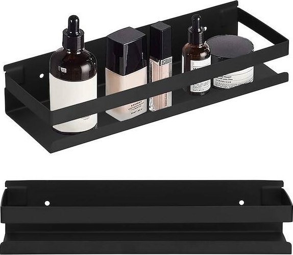 Springos Półka łazienkowa pod prysznic 30x10 cm ze stali nierdzewnej czarna UNIWERSALNY