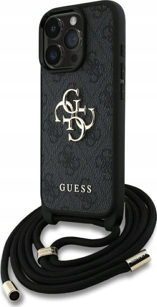 Guess Case 4G Big Logo Cord Stap Crossbody for iPhone 16 Pro Max black