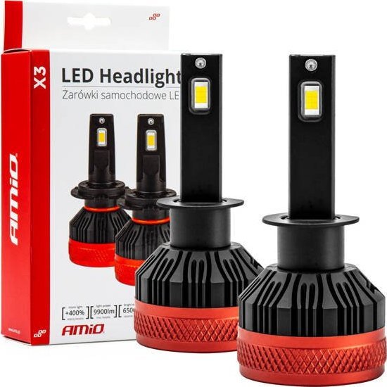 AMiO Żarówki samochodowe LED seria X3 H1 6500K Canbus AMIO-02977
