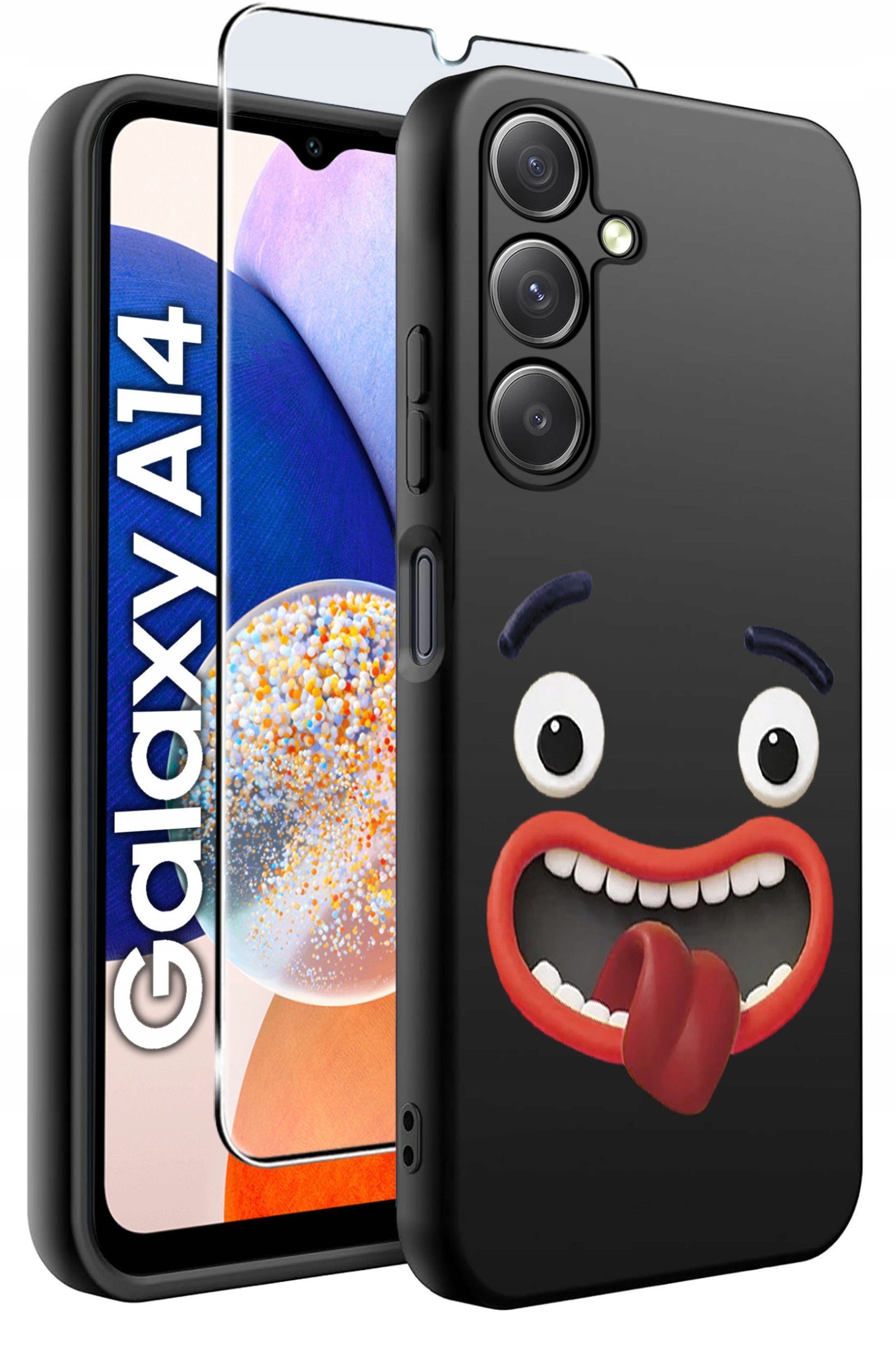 ETUI do Samsung A14 5G WZORY | SILIKONOWE MATT CASE + SZKŁO HARTOWANE 9H