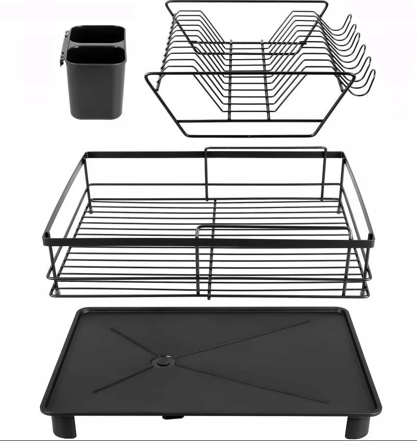 Promis Suszarka do Naczyń Ociekacz PROMIS SR11 Duża z Odpływem Dwupoziomowa Czarna