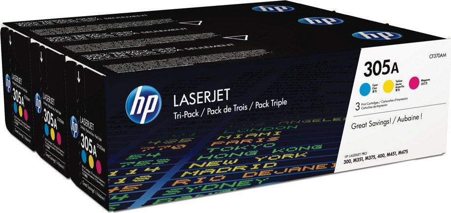 Toner HP 305A Zestaw CMY Oryginał (CF370AM)