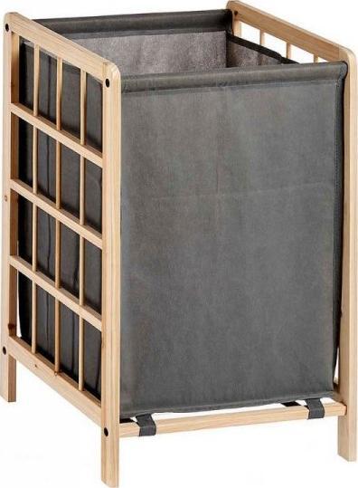 Kosz na pranie Bigbuy Home Kosz na Ubrania Szary Drewno Materiał (33 x 60 x 39,5 cm)