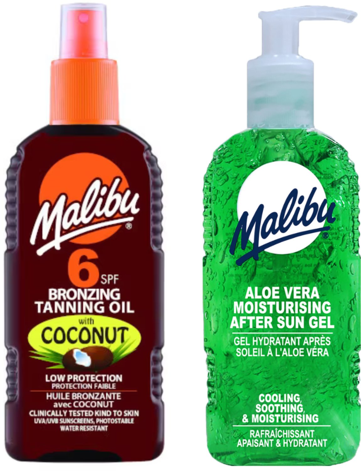 Malibu Olejek Brązujący Z Kokosem SPF6 200ml + Aloe Żel Po Opalaniu 200ml