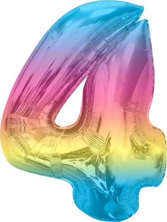 GoDan Balon foliowy cyfra 4 tęczowa Smart 92cm