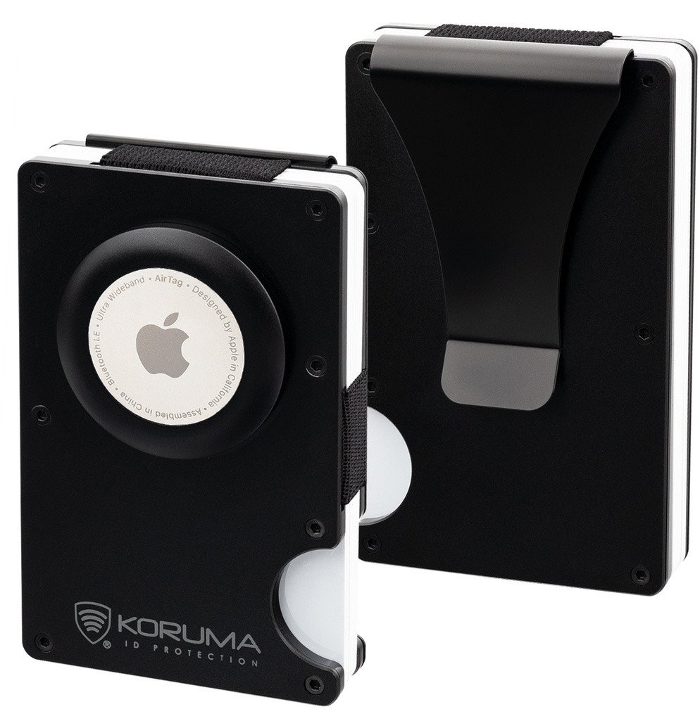 Aluminiowe etui na karty z miejscem na AirTag od Apple (czarny) Uniwersalny