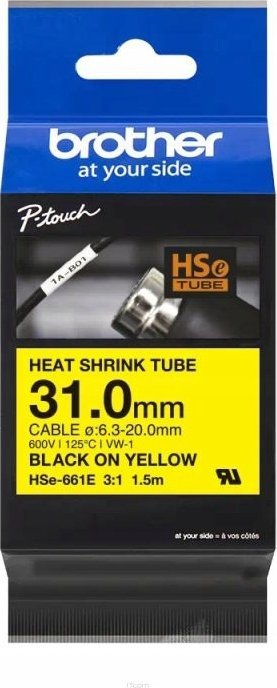 Brother BROTHER B-ON-W HEAT SHRINK TUBE 31MM Geltonas