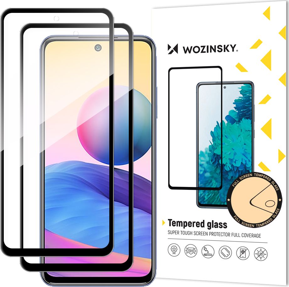 Wozinsky Wozinsky zestaw 2x super wytrzymałe szkło hartowane Full Glue na cały ekran z ramką Case Friendly Xiaomi Redmi Note 10 5G / Poco M3 Pro czarn