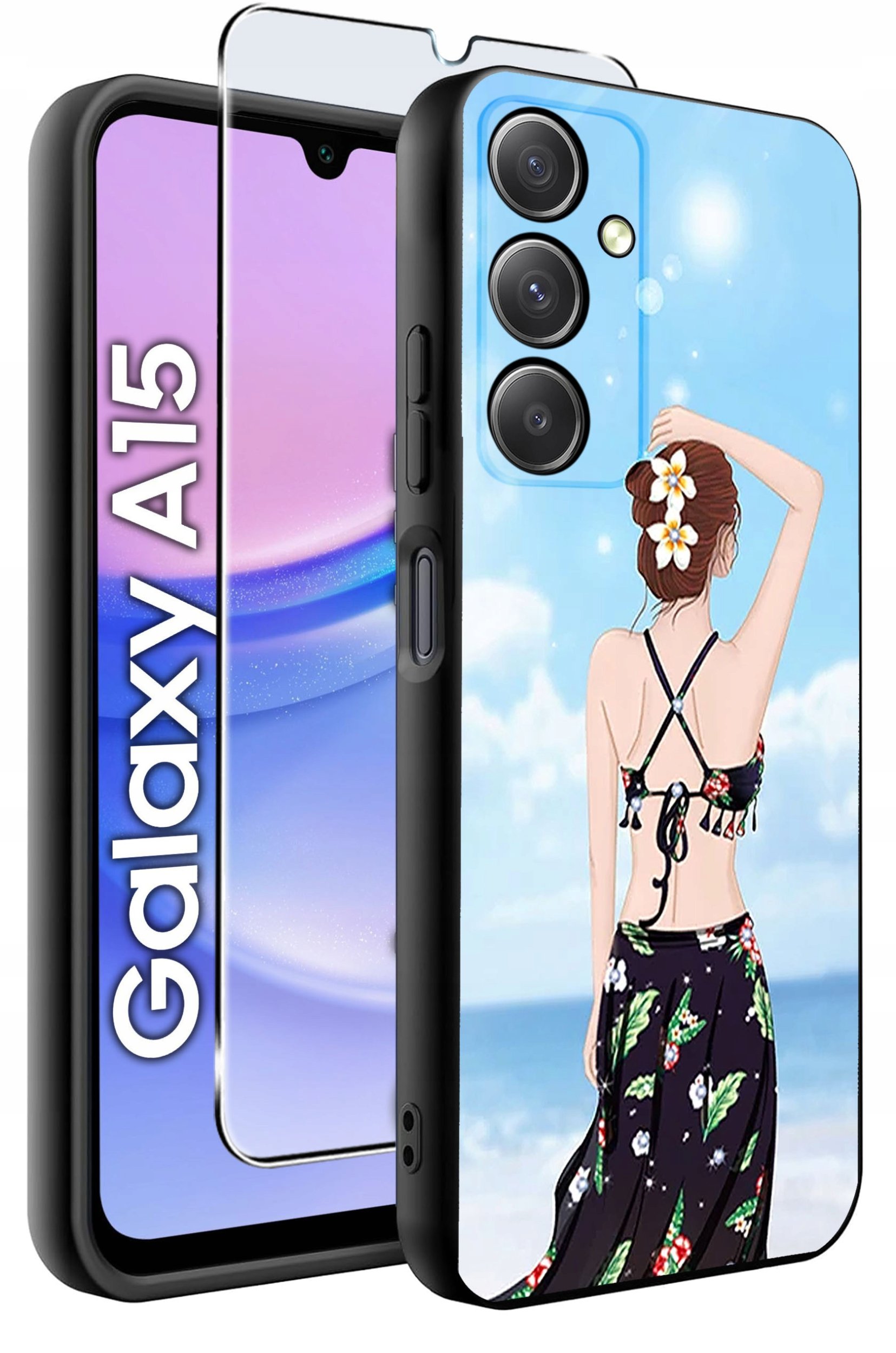 ETUI do Samsung A15 4G | 15 5G WZORY | SILIKONOWE MATT CASE + SZKŁO 9H