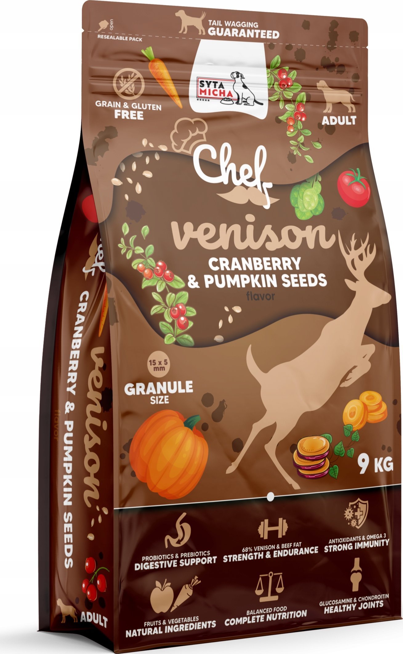 Syta Micha SYTA MICHA Karma sucha dziczyzna, żurawina i pestki dyni 9kg pies