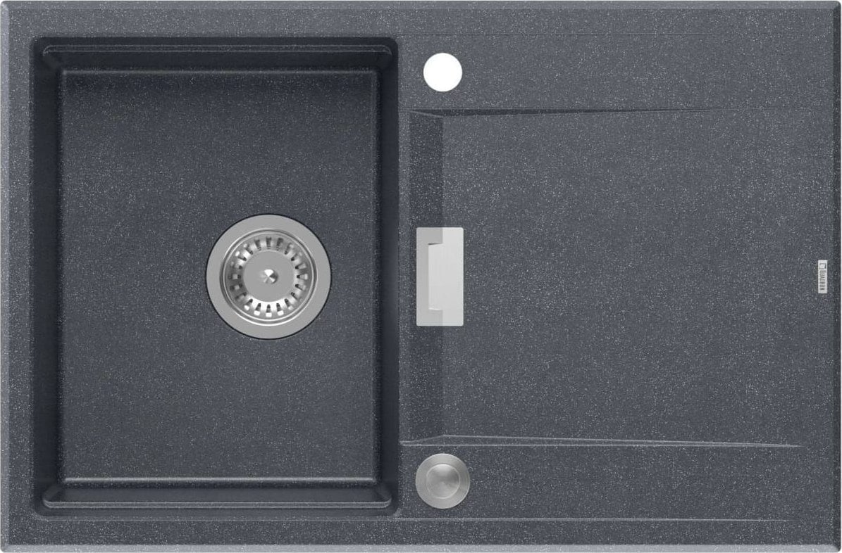 Zlewozmywak Owen OWEN 111 GraniteQ zlewozmywak z syfonem Push 2 Open 1-komorowy z/o (760x500x215; kom. 330x430) black diamond / elementy stalowe