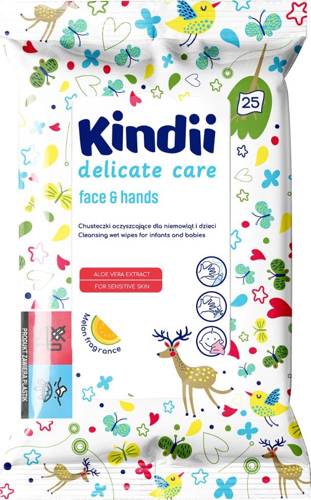 Osram KINDII Oczyszczające chusteczki Delicate Care face & hands 25 sztuk
