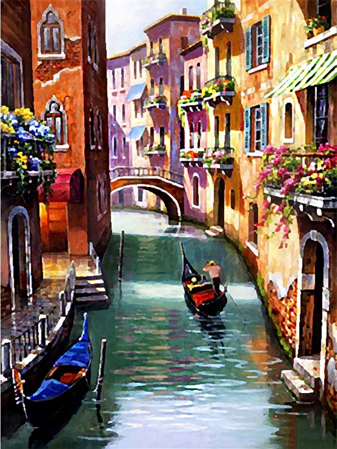 OBRAZ MALOWANIE PO NUMERACH RAMA 40x50cm KANAŁ W WENECJI