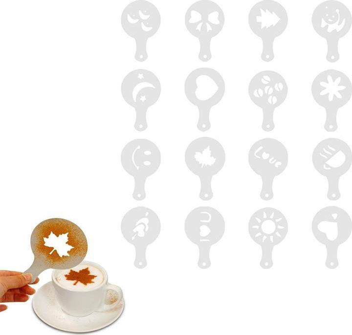 CreativeHome AG514B SZABLONY DO DEKORACJI KAWY WZORY 16 szt