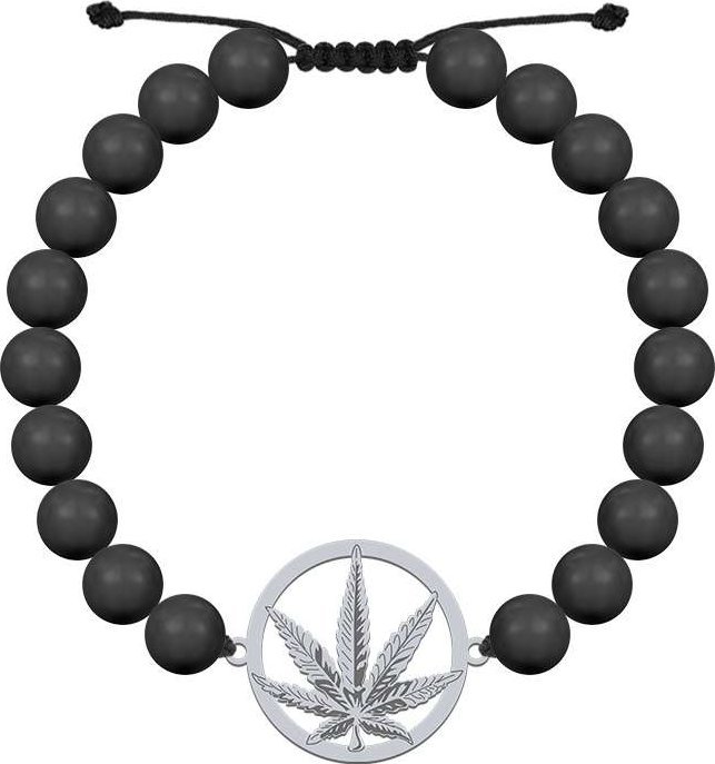 Radziszewska Jewellery MARIHUANA Bransoletka Męska na sznurku perły srebro DEDYKACJA GRATIS