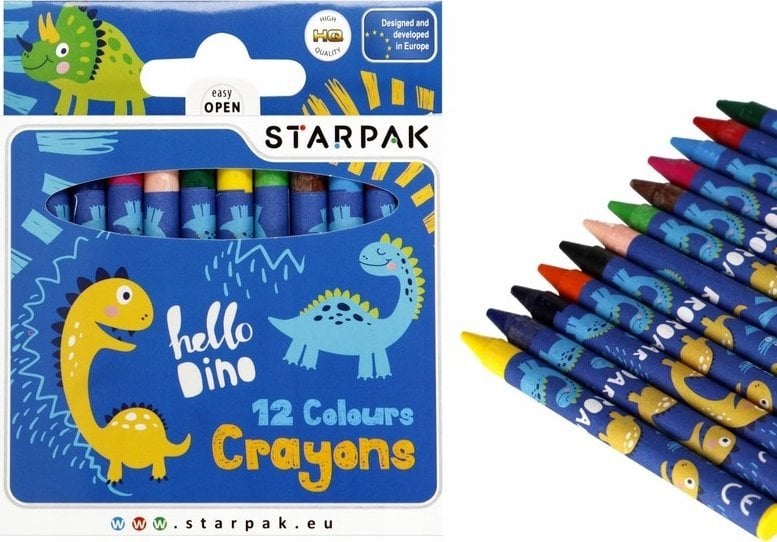 Starpak KREDKI WOSK 12KOL DINO STK 12/144