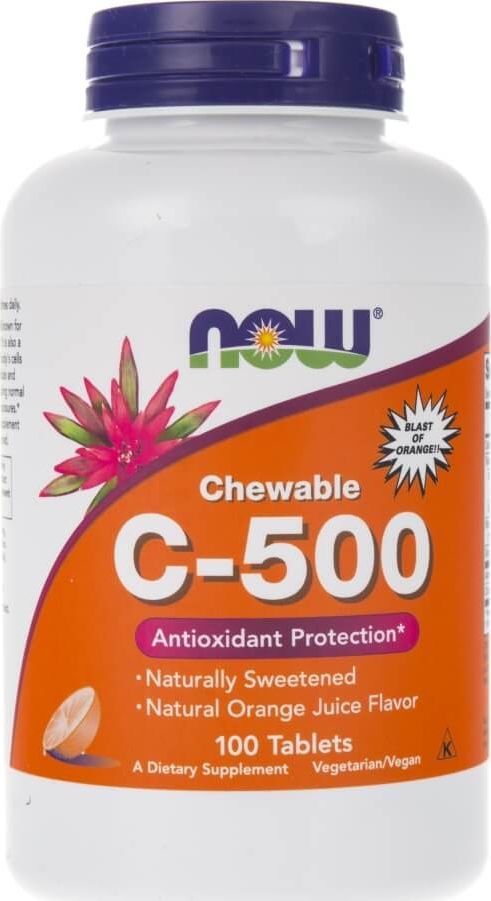 NOW Foods Now Foods Witamina C-500 (o smaku pomarańczy) - 100 pastylek