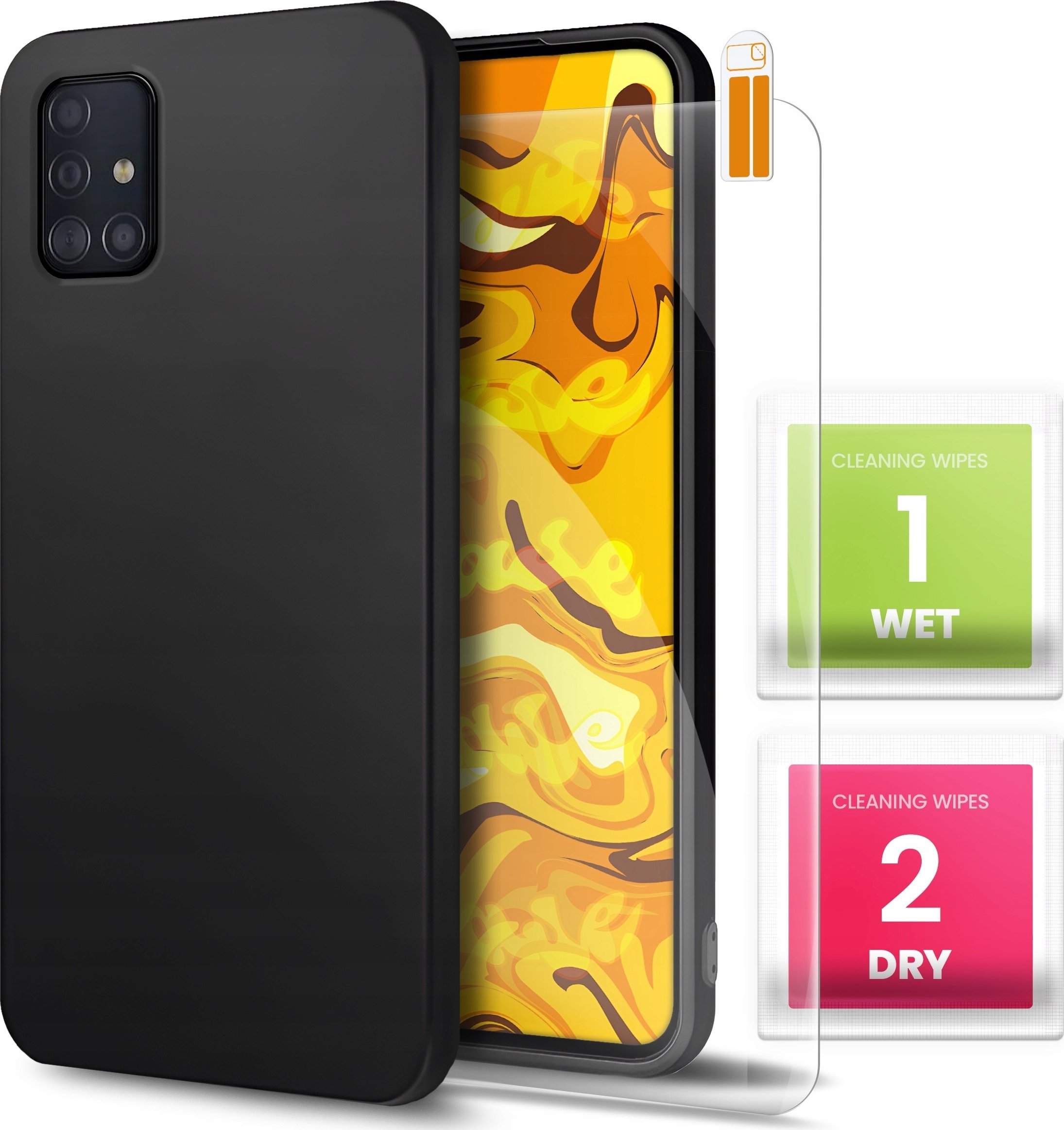 Hello Case Etui do Samsung Galaxy A51 (Czarne, Matowe, Obudowa Slim, Silikon) SZKŁO