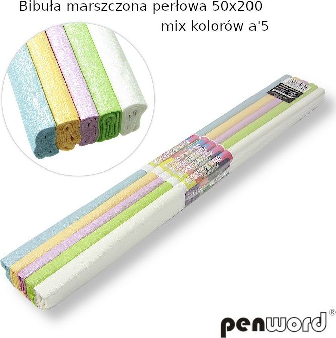 Polsirhurt Bibuła marszczona perłowa mix 5 kolorów 50x200cm 5szt