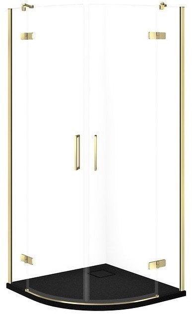 SET C623 KABINA CITY PÓŁOKR ZŁOTA 90X90X195+TAKO SLIM CZARNY MAT WIR