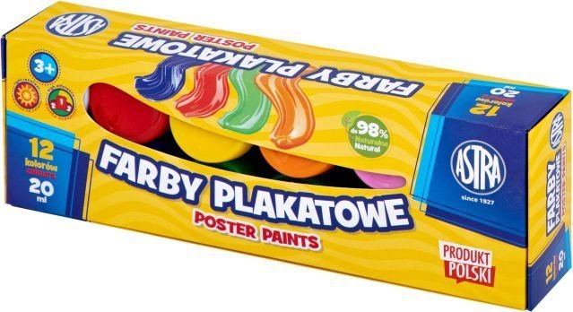 Astra Farby plakatowe ASTRA 12 kolorów 20ml