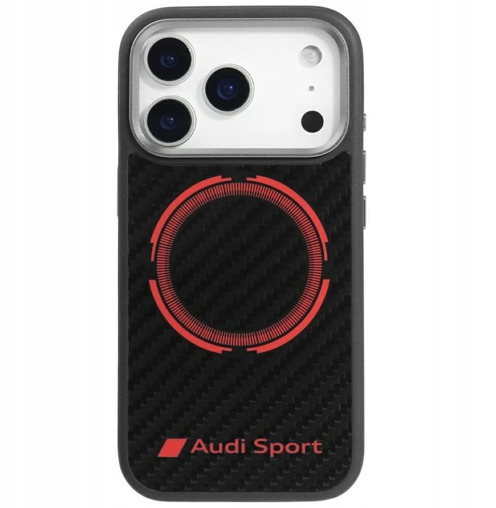 Case Audi RSQ Carbon Fiber Sport Red Circle MagSafe for iPhone 17 Pro black