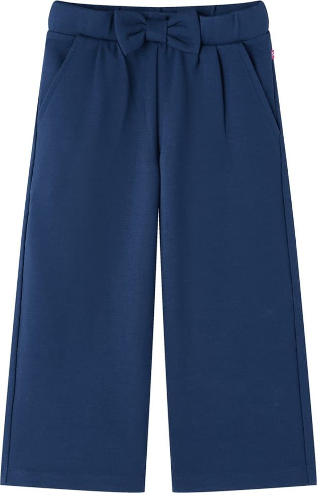 vidaXL Spodnie dziecięce z szerokimi nogawkami, granatowe, 128