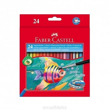 Faber-Castell Kredki Akwarelowe Z Pędzelkiem 24 Kolory Rybka Opakowanie Kartonowe Faber-Castell (114425 FC)