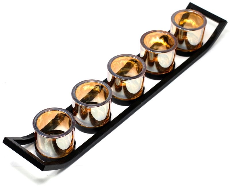 Świecznik metalowy - Płaski 5 świec