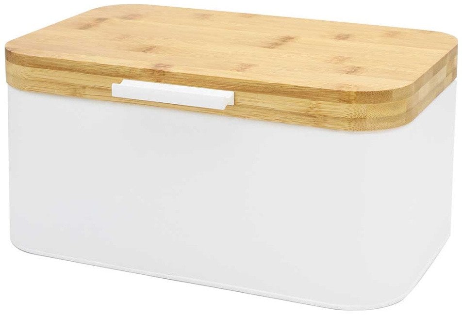 CHLEBAK STALOWY Z DREWNIANĄ POKRYWĄ 4260 BIAŁY