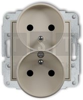 Mechanizm gniazda Karlik Mini 60MGPR-2zp podwójnego z uziemieniem 2x(2P+Z) taupe