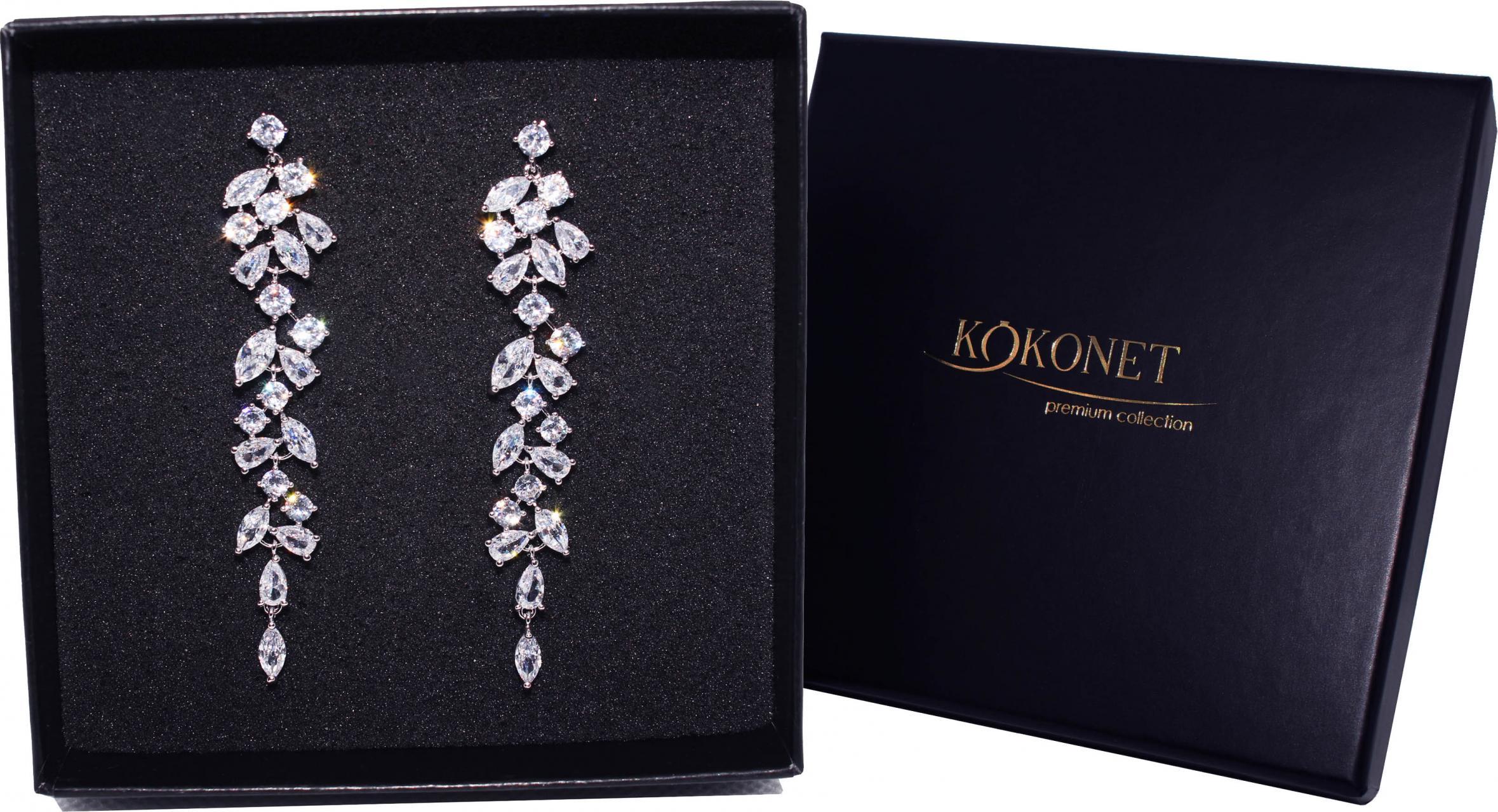 KOKONET kolczyki ślubne srebrne ślub SUBTELNE wiszące WOW PIĘKNE