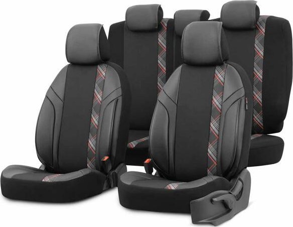 AMiO Komplet pokrowców na fotele samochodowe OTOM HORIZON 1801 RED 3-ZIP