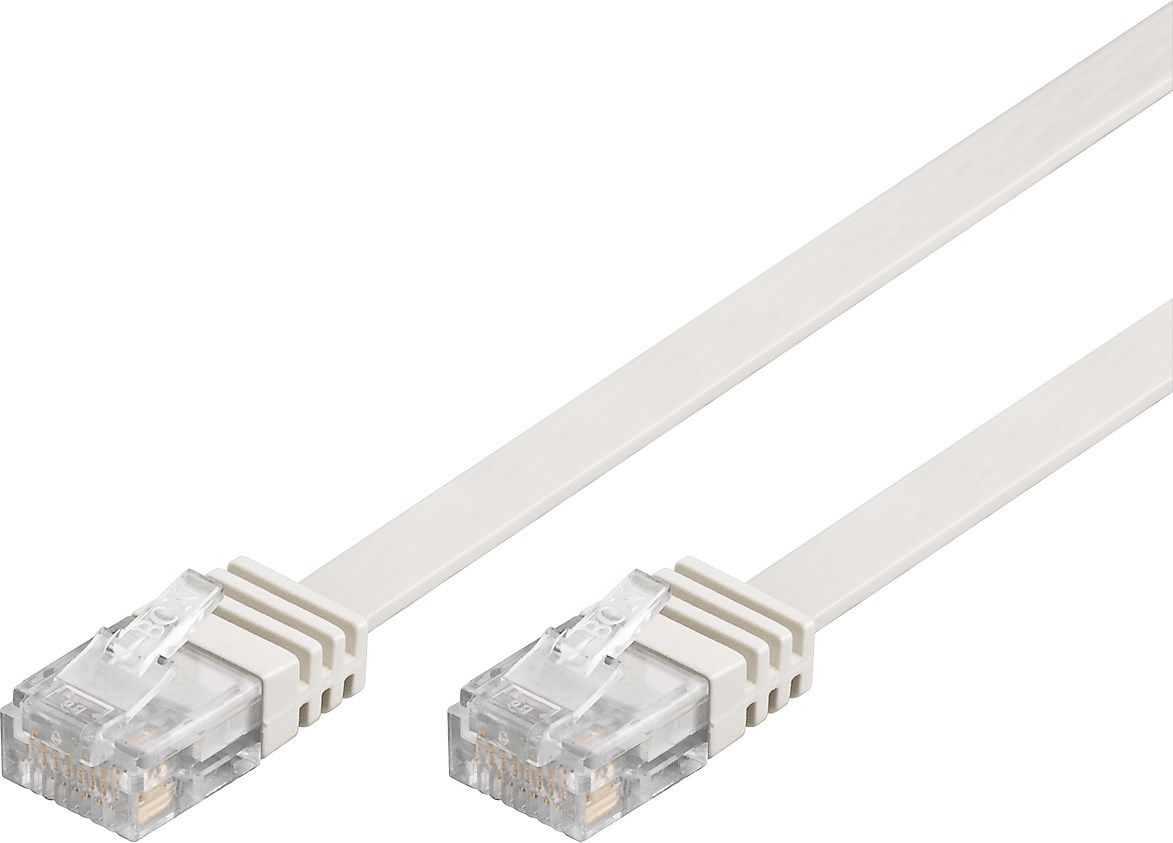 Goobay Kabel krosowy płaski patchcord U/UTP kat. 5e biały 5m (93361)