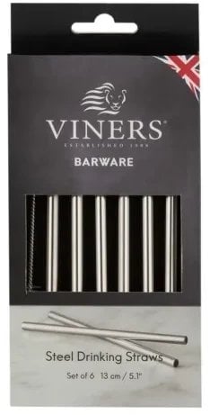 VINERS Short steel drinking straws set 6