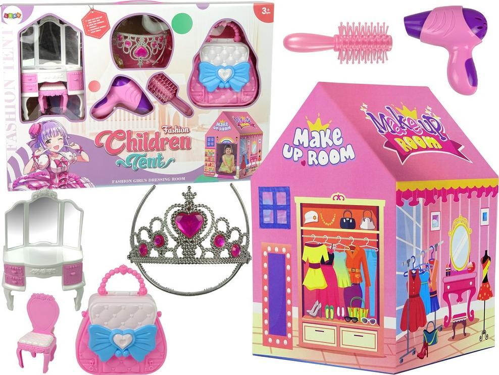 Lean Sport Namiot Księżniczki dla Dzieci Salon Piękności Różowy Akcesoria Korona