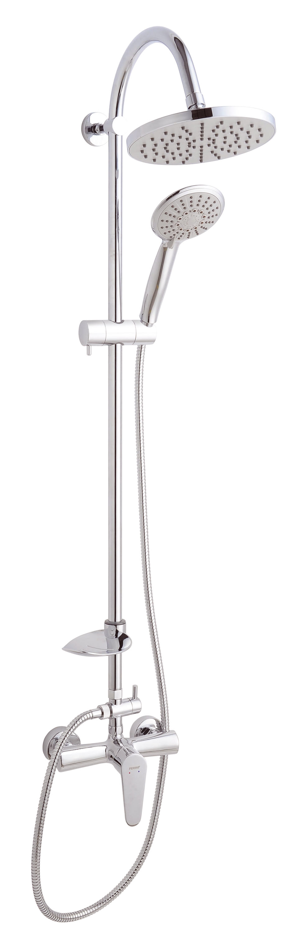 Zestaw prysznicowy Ferro Algeo z deszczownicą z baterią chrom (NP71-BAG7U)
