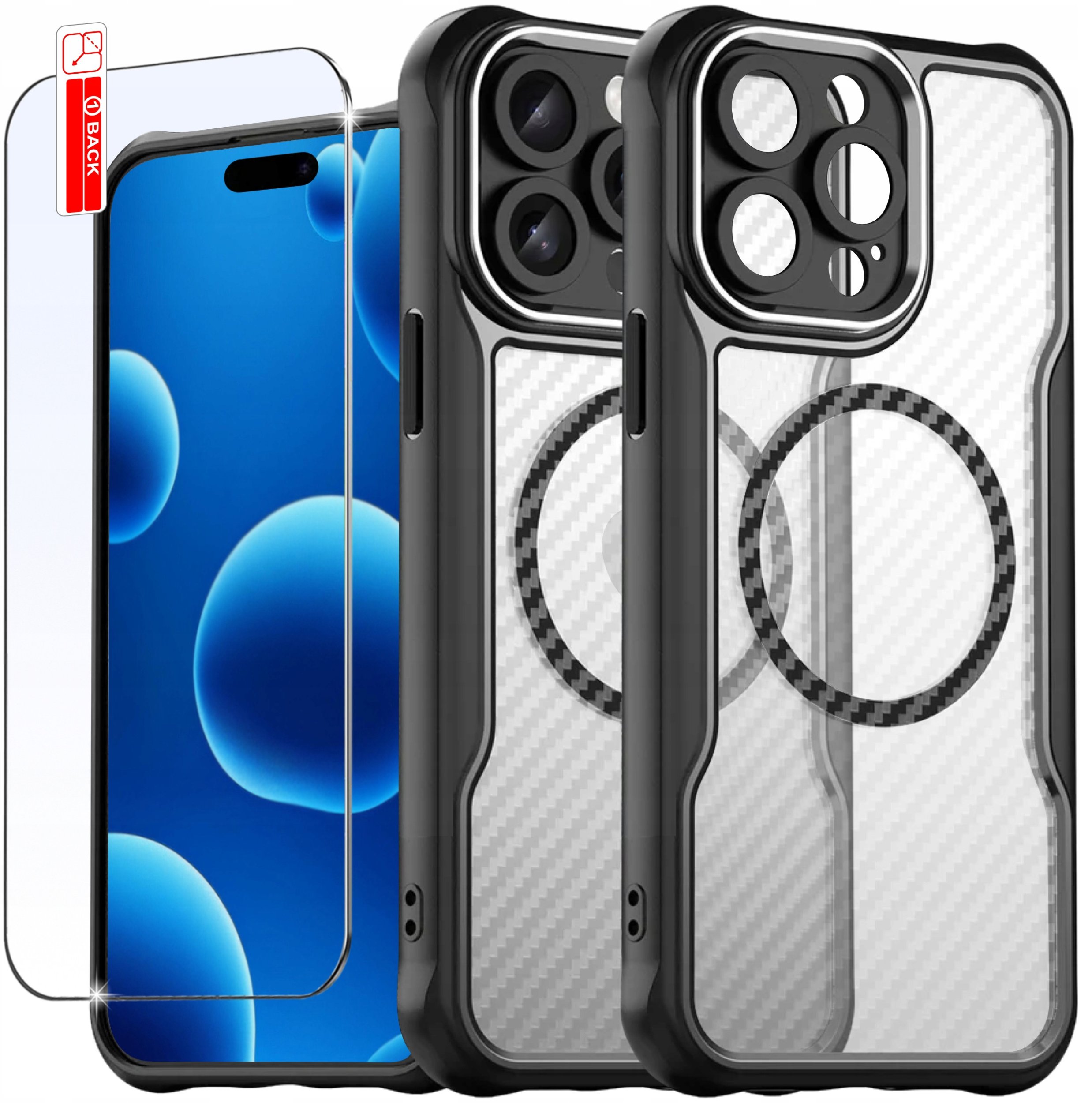 Etui do iPhone 15 Pro|do MagSafe, Czarne Matowe, Trwałe, Wzmacniane|+ Szkło