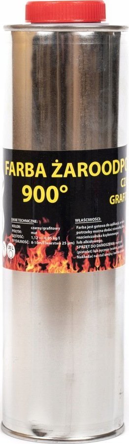 TopStoc Farba żaroodporna do kominka pieców tłumikow grafitowa 1L
