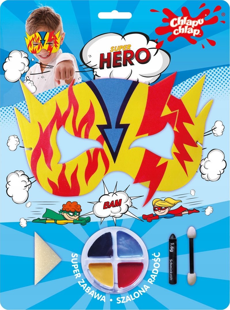 Chlapu Chlap Zestaw do charakteryzacji SuperHero (piankowa maska + farbki)