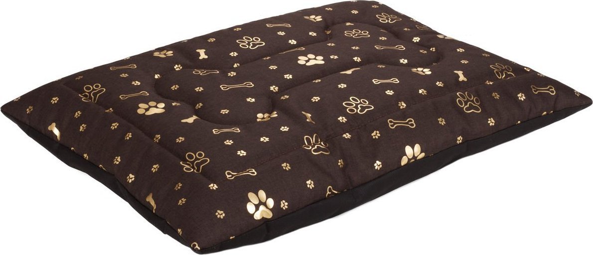 EcoHomeGarden Legowisko poducha dla psa EcoHomeGarden brązowy złote kości i łapki M 70x50 wigofil