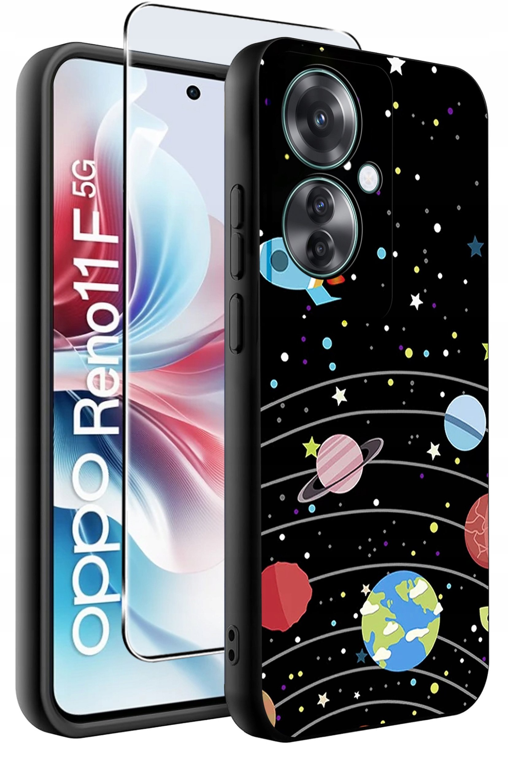 ETUI do Oppo Reno11 F 5G WZORY | SILIKONOWE MATT CASE + SZKŁO HARTOWANE 9H