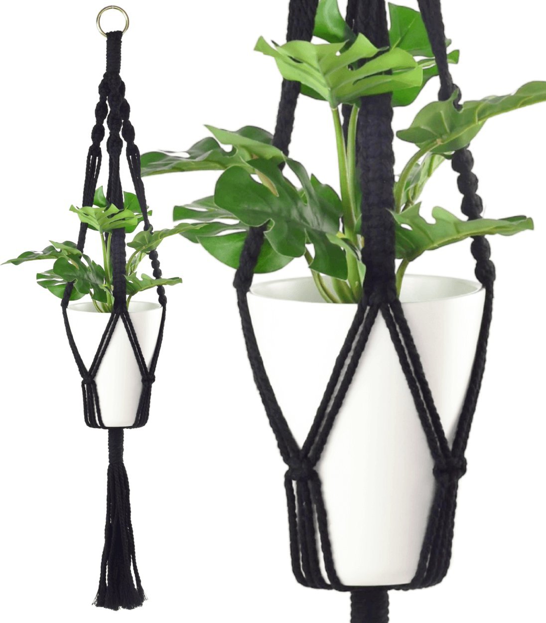 Tajemniczy ogród Makrama na doniczkę czarna L