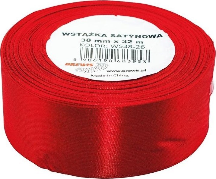 Wstążka satynowa jasna czerwona 38mmx32m